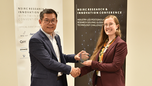 Tat-Hean Gan (left) and Alice Appleby at the NSIRC Research & Innovation Conference 2023. Photo: TWI Ltd