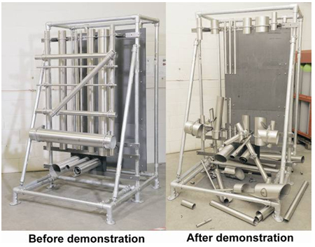 Figure 9. Cutting demonstrator, before and after