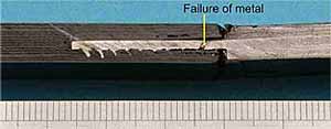 Fig.20. Failed CFRP/Ti test joint, as per data in Figure 19. This joint design failed in the metal 