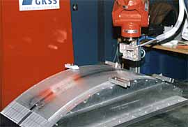 Fig.15. Phased array inspection head on curved weld at GKSS