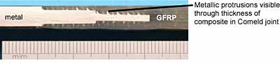 Fig.5. Comeld joint between stainless steel and GFRP (Joint 1 in Table 1) 