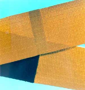 Fig. 3. Continuous overlap welds made using infrared absorbing dye in the fabric Goretex TM