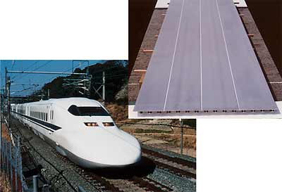 Fig.5. Friction stir welded floor panels produced by Sumitomo Light Metal for the 700 Series Shinkansen operating on the Tokaido Line (Tokyo to Osaka) and Sanyo Line (Osaka to Hakata)