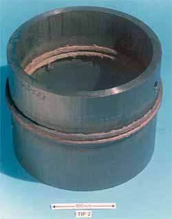 Fig.1. Rotary friction weld in Ti-6Al 4V-0.5Pd pipe