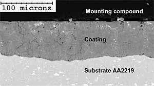 Fig.7. Cross-section of the sealed Keronite coating on AA2219 alloy after 2000 hours of salt spray