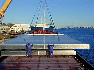 Fig.1. Hydro Marine Aluminium's prefabricated FSW deck panels for 'The World' cruise ship