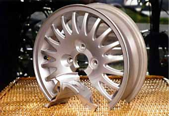 Fig. 13. Hydro Aluminium's light alloy car wheel, where the rim was friction stir welded to the hub [32] .