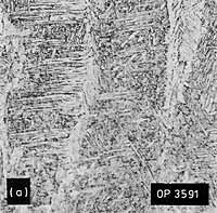 Fig.8. Representative microstructures; 1.6%Mn weld metal: a) Low dilution, as-deposited