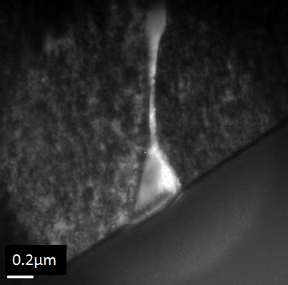 Figure 5 - TEM brightfield image of niobium carbide in an 8630M-625 dissimilar joint.