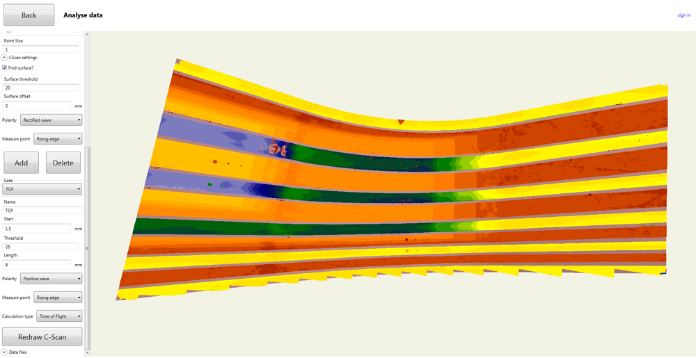FIGURE 7. C-Scan of the main skin surface of the aerospace composite winglet.