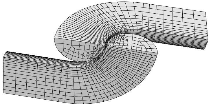 Figure 3 Geometry and mesh of the models analysed. The figure shows the 124mm (D) size chain links.