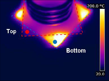 Figure 4. Thermal image after 60 seconds of heating.