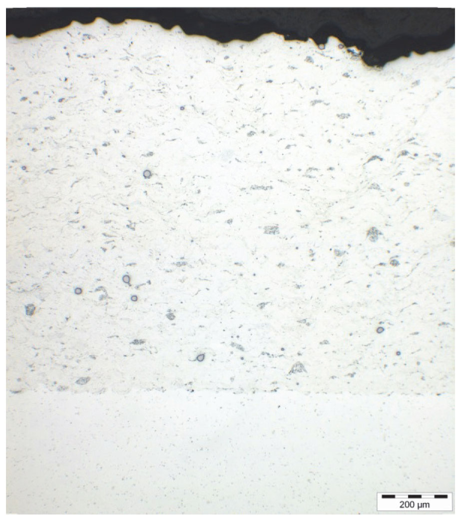 Figure 4: Example of microstructure of Al alloy laser assisted cold sprayed coating on Al alloy.