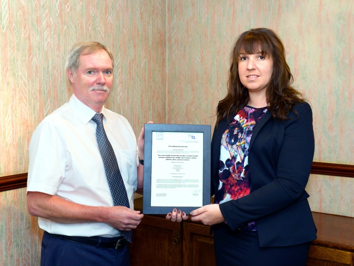 RJD Engineering's Alan Powney with Emma Boggust, TWI CL, receives FPC Certification. Photograph courtesy of Andy Bernard, Video and Memories.