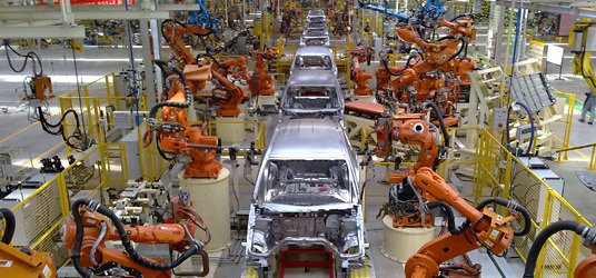 Figure 1 Robotic welding used in automotive production (photo copyright @ ABB)