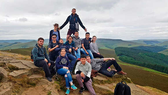 Zhiyao (front right) alongside fellow students on a trip to the Peak District, organised by the NSIRC Student Committee. Photo: Zhiyao Li