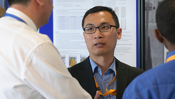 Faris Nafiah is presenting his research poster at the NSIRC 2019 Annual Conference. Photo: TWI Ltd
