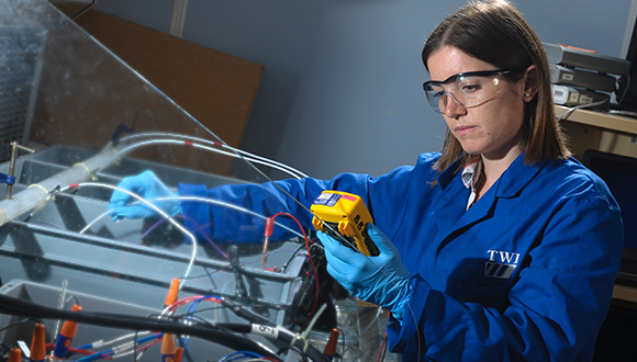 Rosa Grinon Echaniz, NSIRC PhD student with the University of Leicester, sponsored by the Lloyd's Register Foundation. Photo: TWI Ltd / NSIRC