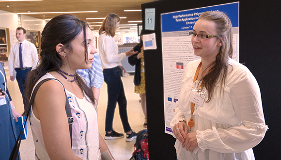 From left, NSIRC PhD student Marie-Salome Duval-Chaneac and Madie Allen at the NSIRC Annual Conference. Photo: TWI Ltd / NSIRC
