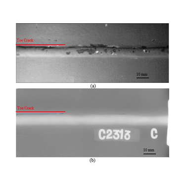 Figure 3. (a) Pulsed Thermography result (b) Radiography result
