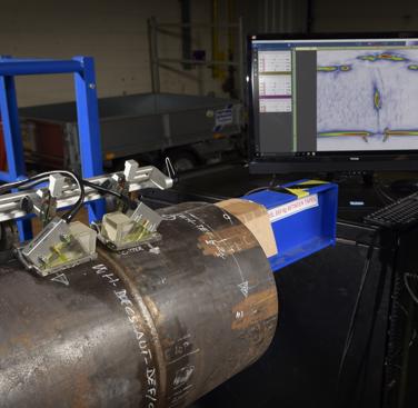 Full matrix capture inspection of a pipeline girth weld sample using TWI’s Crystal testing software. Half skip, full skip and self-tandem modes considered, along with a pitch catch channel.