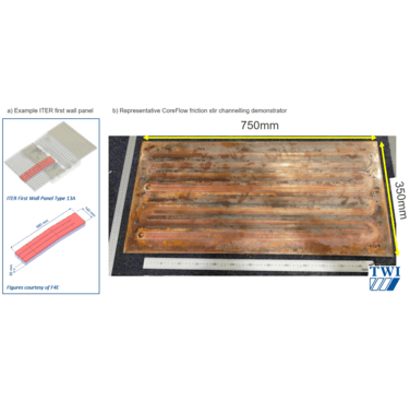 Figure 4. CoreFlow® friction stir channelling demonstrator aligned to current fusion reactor design