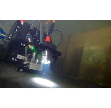Figure 9. The inspection system operating underwater on a vertical plate