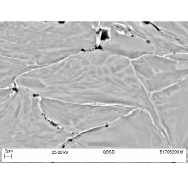 Figure 4. Backscattered SEM micrograph of cold spray deposited Ti-10V-2Fe-3Al