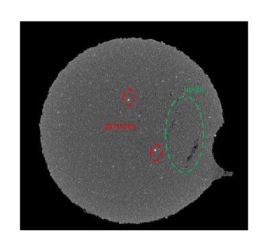 Figure 12. XY cross section with seen particles and voids