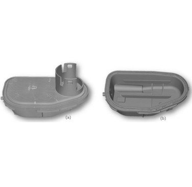 Figure 5. CT images of a welded vapour separator: a) complete component with the six critical locations; b) a slice through the part exposing the weld interface and weld-flash
