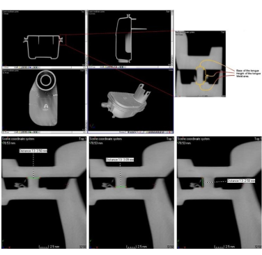  Figure 6. Scrutinising weld dimensions of a tongue and groove welded vapour separator by CT