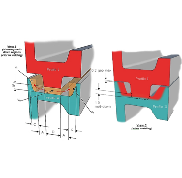Figure 7. Scrutinising weld dimensions of a tongue and groove welded vapour separator against the design rule