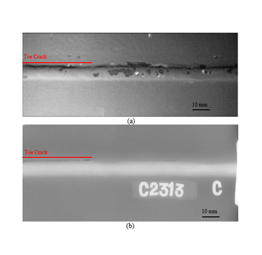 Figure 13. (a) Pulsed Thermography result (b) Radiography result