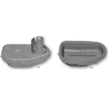 Figure 8. CT images of a welded vapour separator: a) complete component with the six critical locations; b) a slice through the part exposing the weld interface and weld-flash