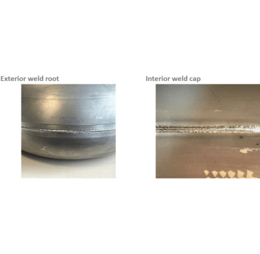 Figure 10a / 10b. Exterior weld root / Interior weld cap