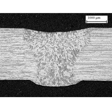 Figure 14. Typical cross section of EB welding in aluminium alloy before machining of weld cap