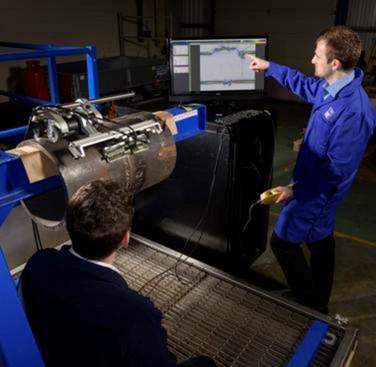 Figure 7. Full Matrix Capture inspection of a pipeline girth weld sample using TWI’s Crystal testing software
