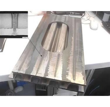 Figure 4. Laser stake welded sandwich panel with (inset) typical cross-section