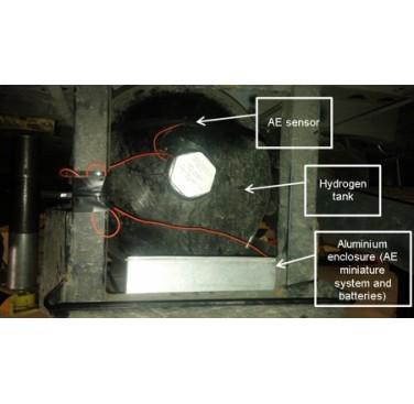 Figure 2. AE sensor system installed under the vehicle