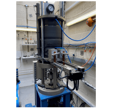 Figure 9. The incremental load test being carried out inside high pressure hydrogen inside the test vessel