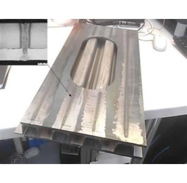Figure 19. ELSOHA project: Laser stake welded sandwich panel with (inset) typical cross-section