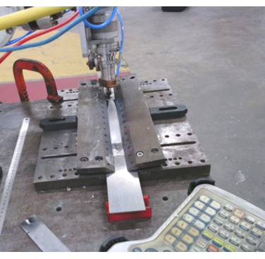 Figure 4.  Welding setup for the welding trials performed in the PA welding position