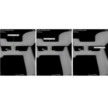 Figure 12. Scrutinising weld dimensions of a tongue and groove welded vapour separator by CT