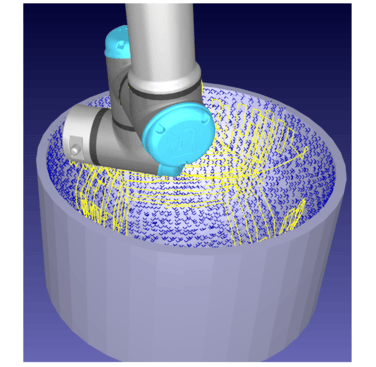 Figure 4:  AI-assisted NDT Scanning of Unknown Geometries using Collaborative Robots - demonstration of complex curvature with CFSA