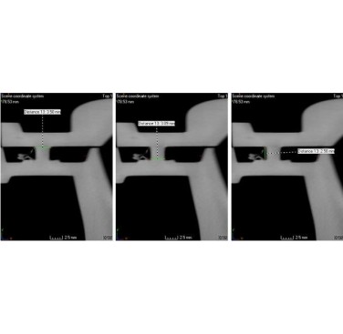Figure 8. Scrutinising weld dimensions of a tongue and groove welded vapour separator by CT