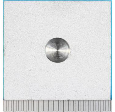 Figure 1a: Photographs of specimens before testing showing holiday (defect) size and distribution. Specimens were approximately 40mm×40mm. The percentage of defect area is approximately 5% 