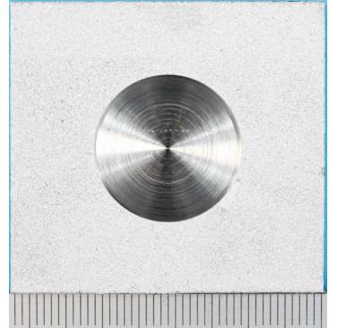 Figure 1b: Photographs of specimens before testing showing holiday (defect) size and distribution. Specimens were approximately 40mm×40mm. The percentage of defect area is approximately ~18%
