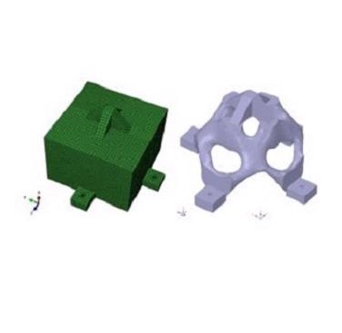 Figure 1. Bracket component before (left) and after (right) topology optimisation