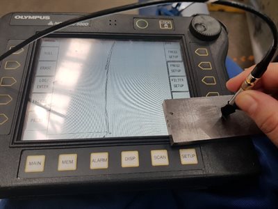 Figure 2. Checking the eddy current sensitivity