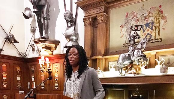 Dorothy giving her presentation at the Armourers’ Alumni Company Reception